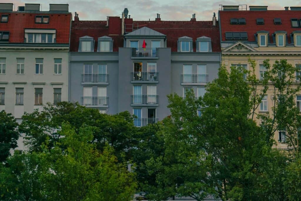 Huge residential buildings with balconies