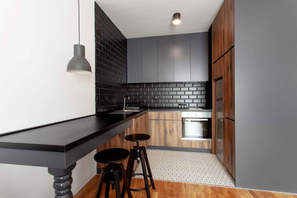 A tidy kitchen in a modern flat